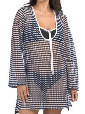 DOTTI Tie Front Mesh Swim Cover-up Tunic